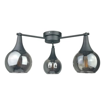 Prisadený luster STAR 3xE27/60W/230V čierna/dymová čierna