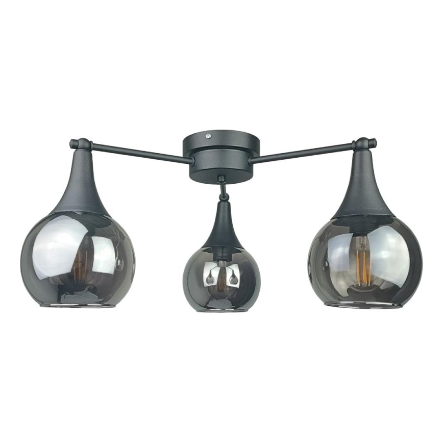 Prisadený luster STAR 3xE27/60W/230V čierna/dymová čierna