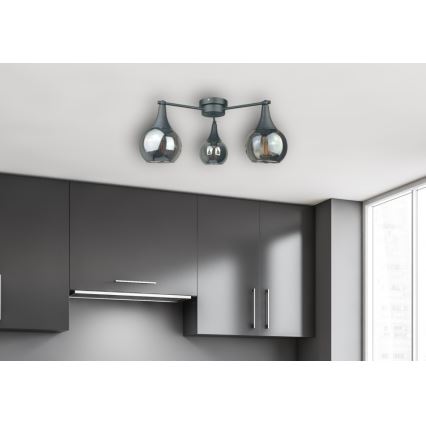 Prisadený luster STAR 3xE27/60W/230V čierna/dymová čierna