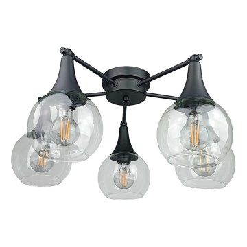 Prisadený luster STAR 5xE27/60W/230V čierna/číra