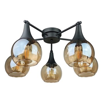 Prisadený luster STAR 5xE27/60W/230V čierna/dymová béžová