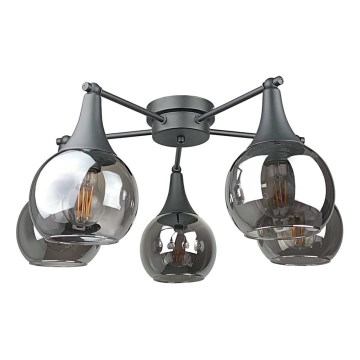 Prisadený luster STAR 5xE27/60W/230V čierna/dymová čierna