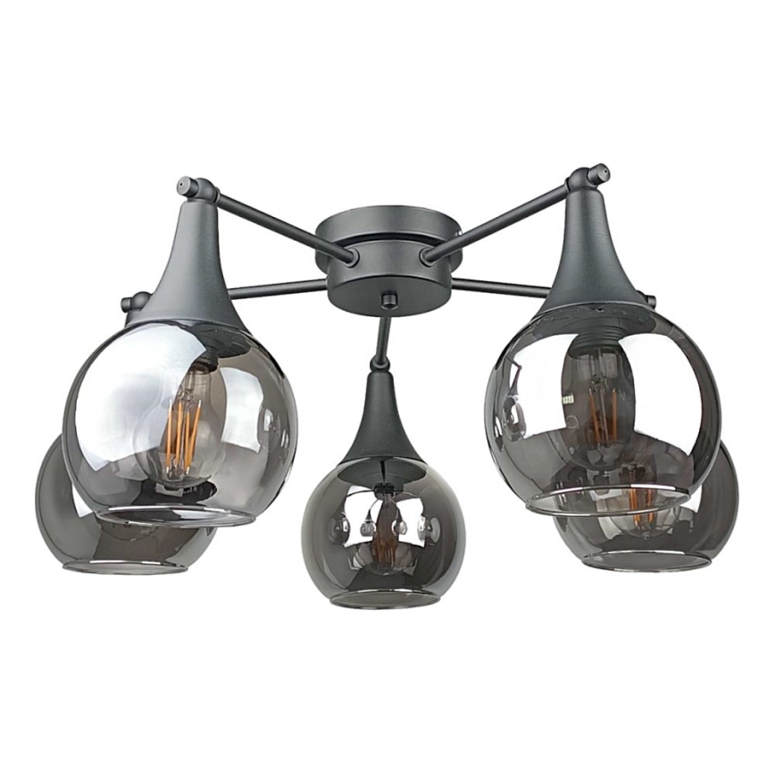 Prisadený luster STAR 5xE27/60W/230V čierna/dymová čierna