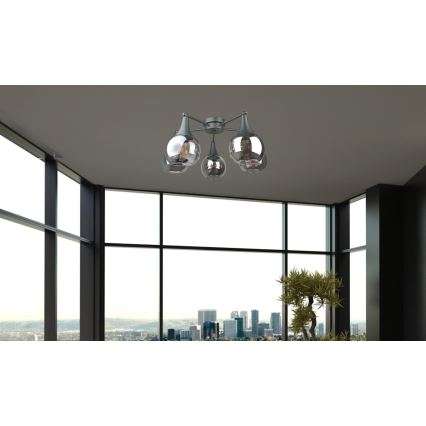 Prisadený luster STAR 5xE27/60W/230V čierna/dymová čierna