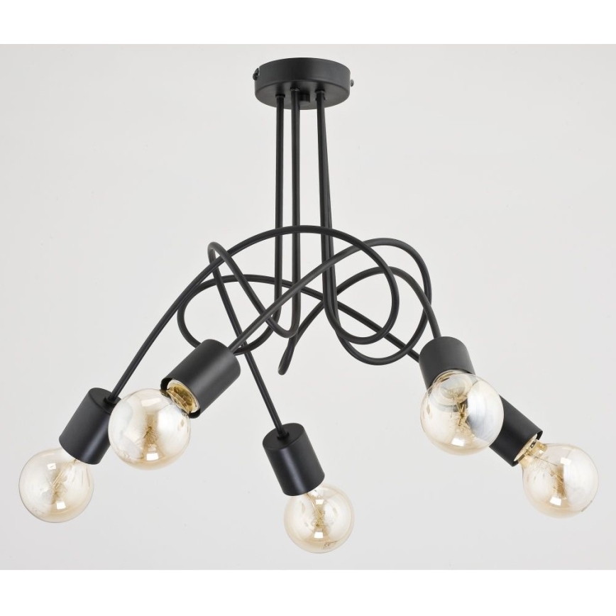 Prisadený luster TANGO 5xE27/60W/230V čierna