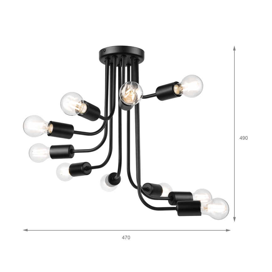 Prisadený luster TRINITY 10xE27/15W/230V čierna