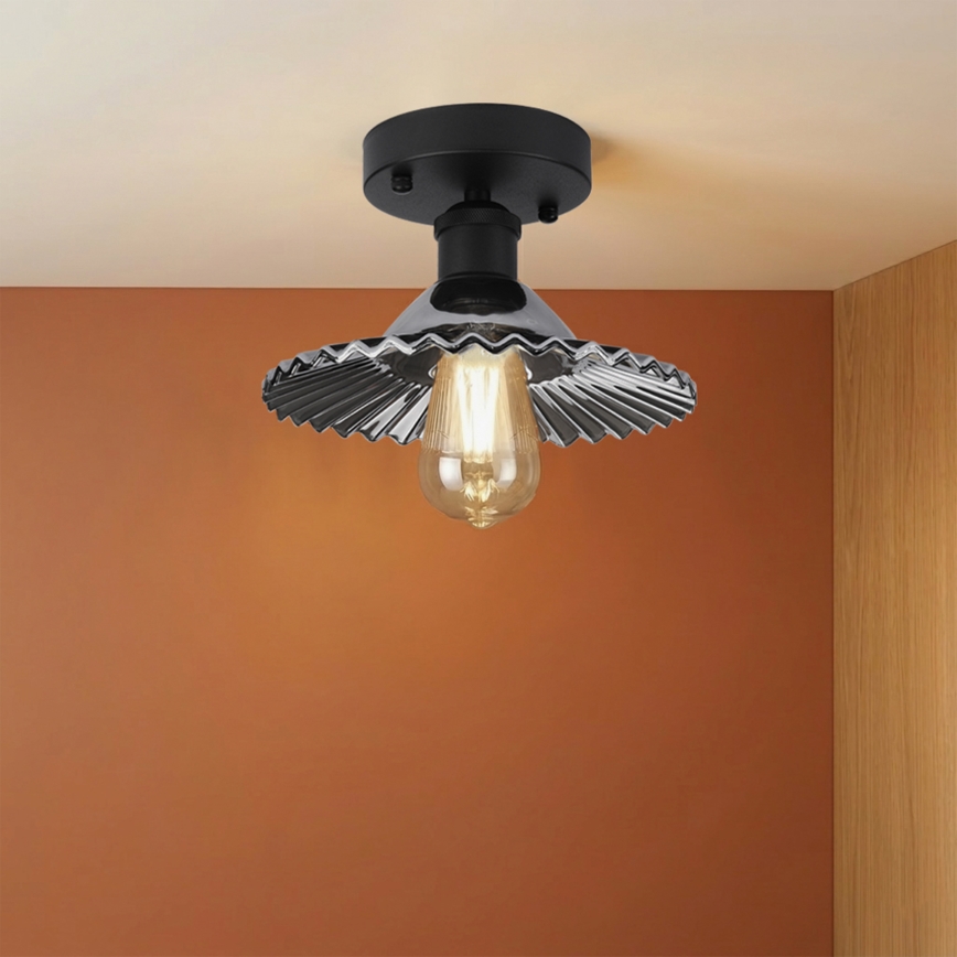 Prisadený luster TRISH 1xE27/15W/230V čierna/dymovo čierna