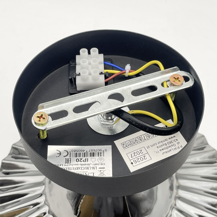 Prisadený luster TRISH 1xE27/15W/230V čierna/dymovo čierna