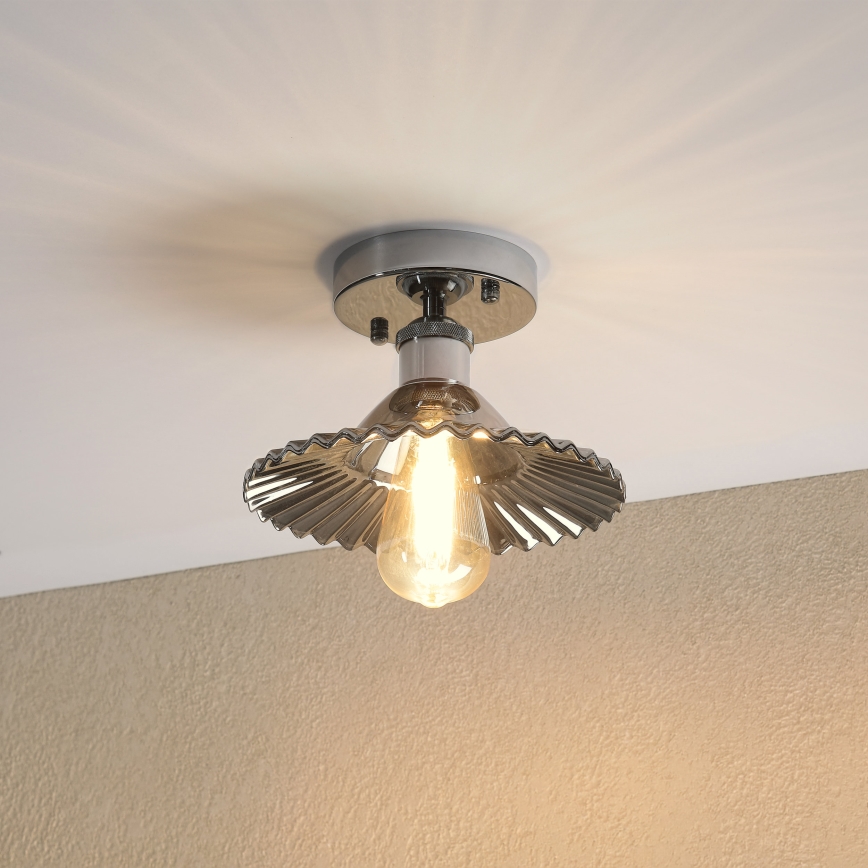 Prisadený luster TRISH 1xE27/15W/230V lesklý chróm/dymová čierna