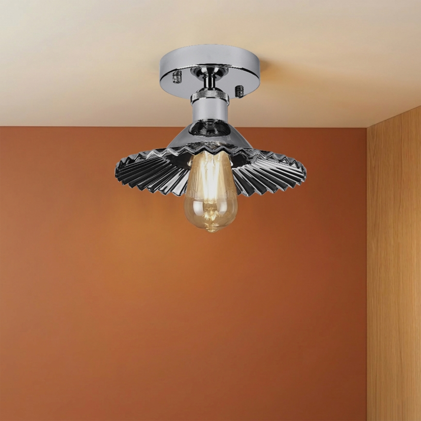 Prisadený luster TRISH 1xE27/15W/230V lesklý chróm/dymová čierna