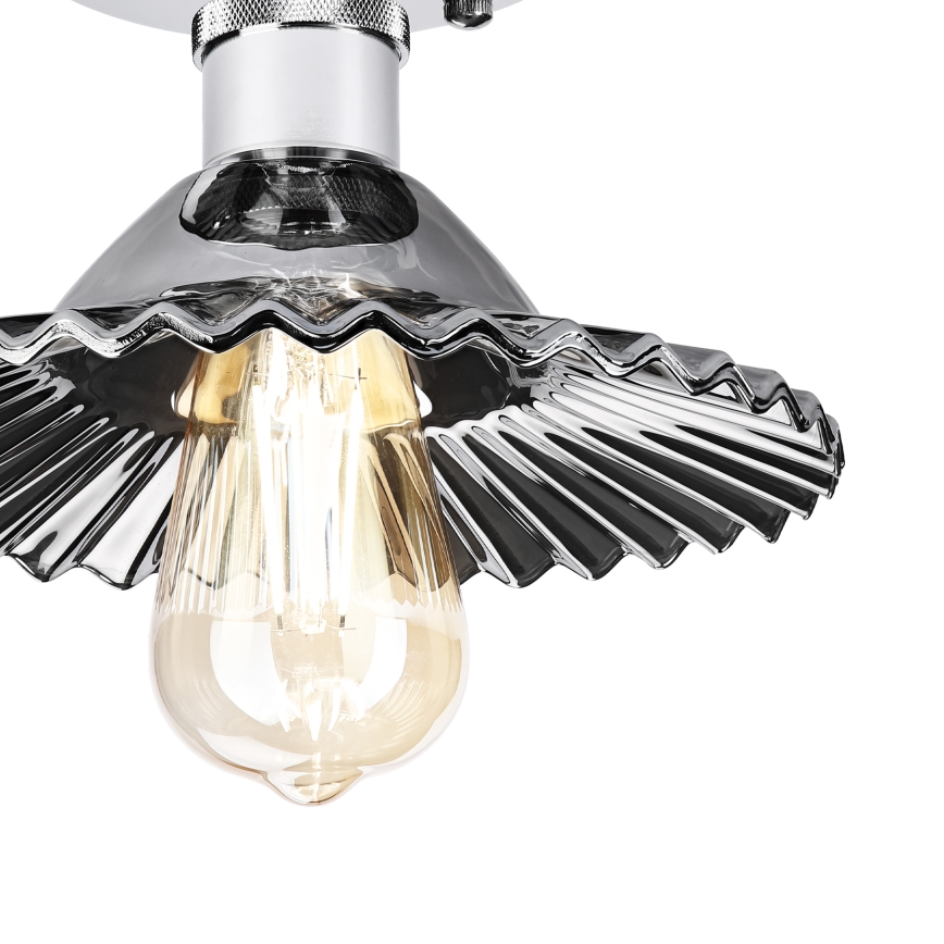 Prisadený luster TRISH 1xE27/15W/230V lesklý chróm/dymová čierna