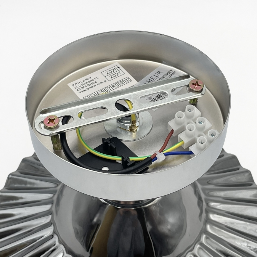 Prisadený luster TRISH 1xE27/15W/230V lesklý chróm/dymová čierna