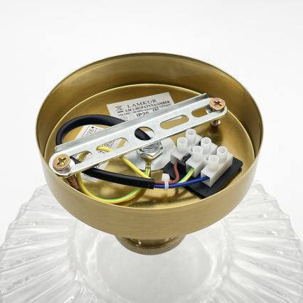 Prisadený luster TRISH 1xE27/15W/230V zlatý/priehľadný