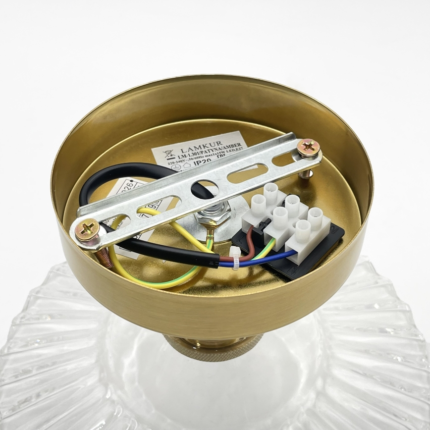 Prisadený luster TRISH 1xE27/15W/230V zlatý/priehľadný