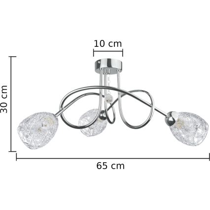 Prisadený luster TWIST CRYSTAL 3xE14/40W/230V