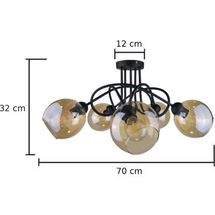 Prisadený luster VENUS BLACK 5xE27/60W/230V