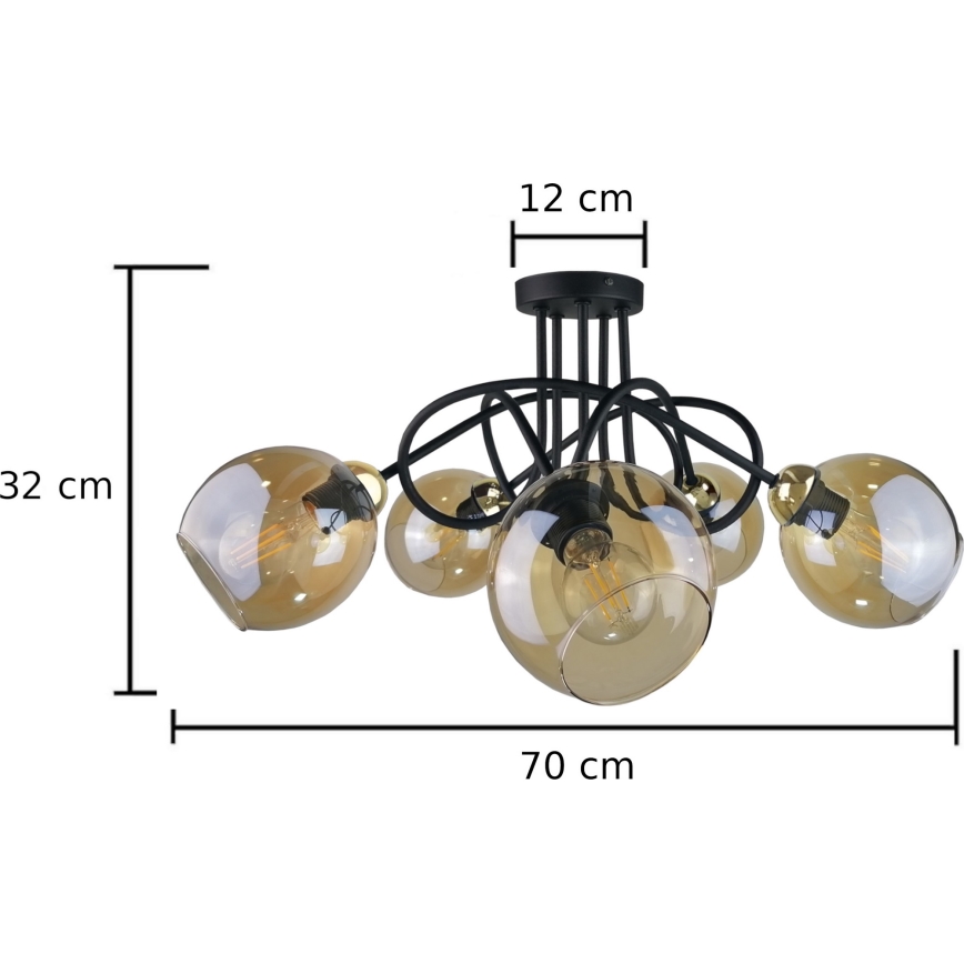 Prisadený luster VENUS GOLD 5xE27/60W/230V