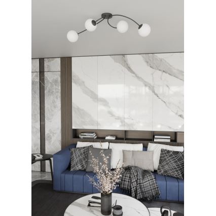 Prisadený luster VIBRA 4xE14/10W/230V čierna/biela