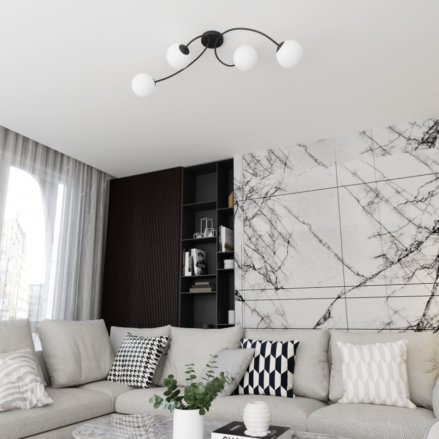 Prisadený luster VIBRA 4xE14/10W/230V čierna/biela