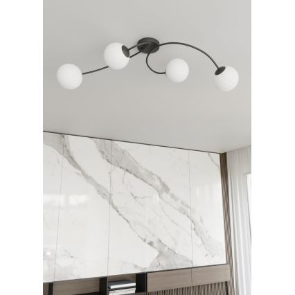 Prisadený luster VIBRA 4xE14/10W/230V čierna/biela