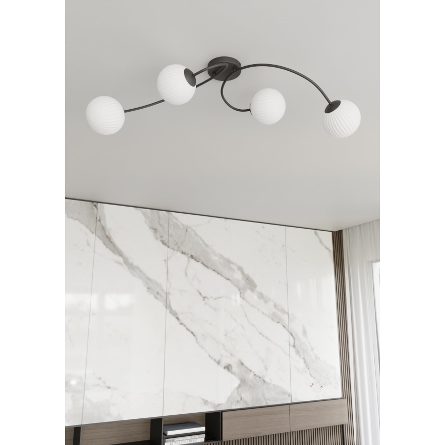 Prisadený luster VIBRA 4xE14/10W/230V čierna/biela