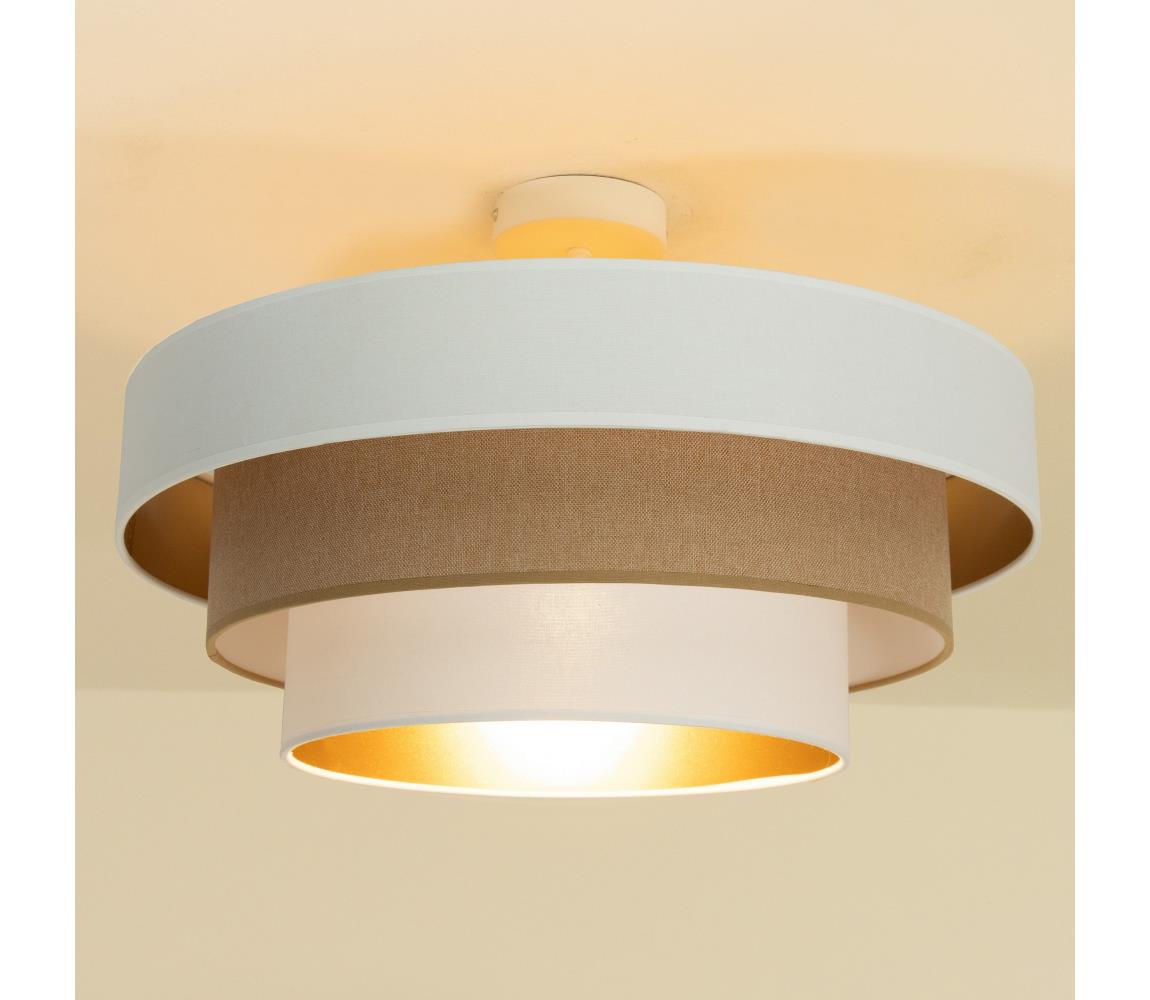 Prisadený luster WENTA 1xE27/60W/230V pr. 50 cm biela/hnedá H0061