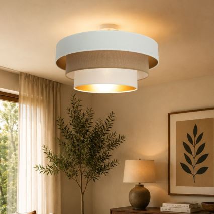 Prisadený luster WENTA 1xE27/60W/230V pr. 50 cm biela/hnedá