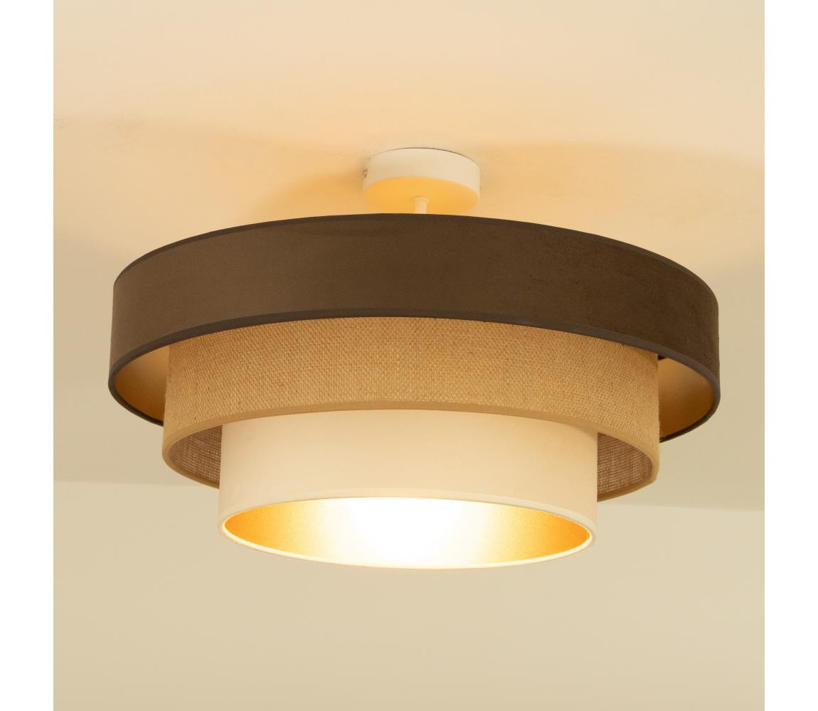 Prisadený luster WENTA 1xE27/60W/230V pr. 50 cm hnedá/juta/béžová H0787