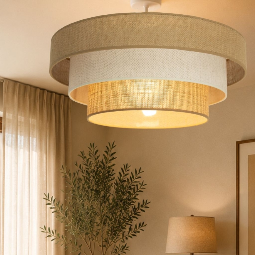 Prisadený luster WENTA 1xE27/60W/230V pr. 50 cm juta/krémová
