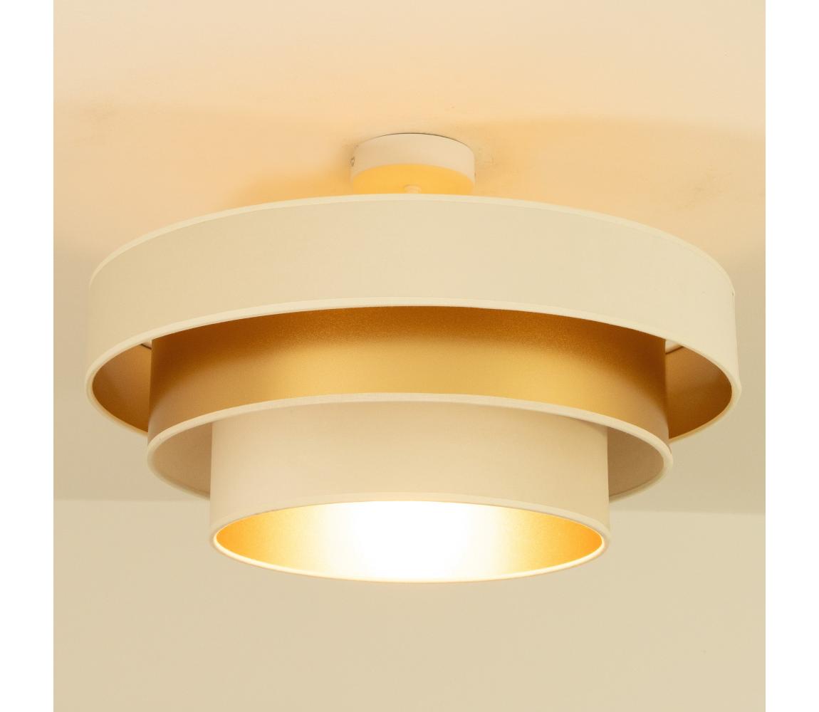 Prisadený luster WENTA 1xE27/60W/230V priemer 50 cm béžová/zlatá H0723