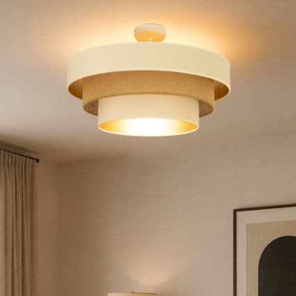 Prisadený luster WENTA 1xE27/60W/230V priemer 50 cm béžová/zlatá