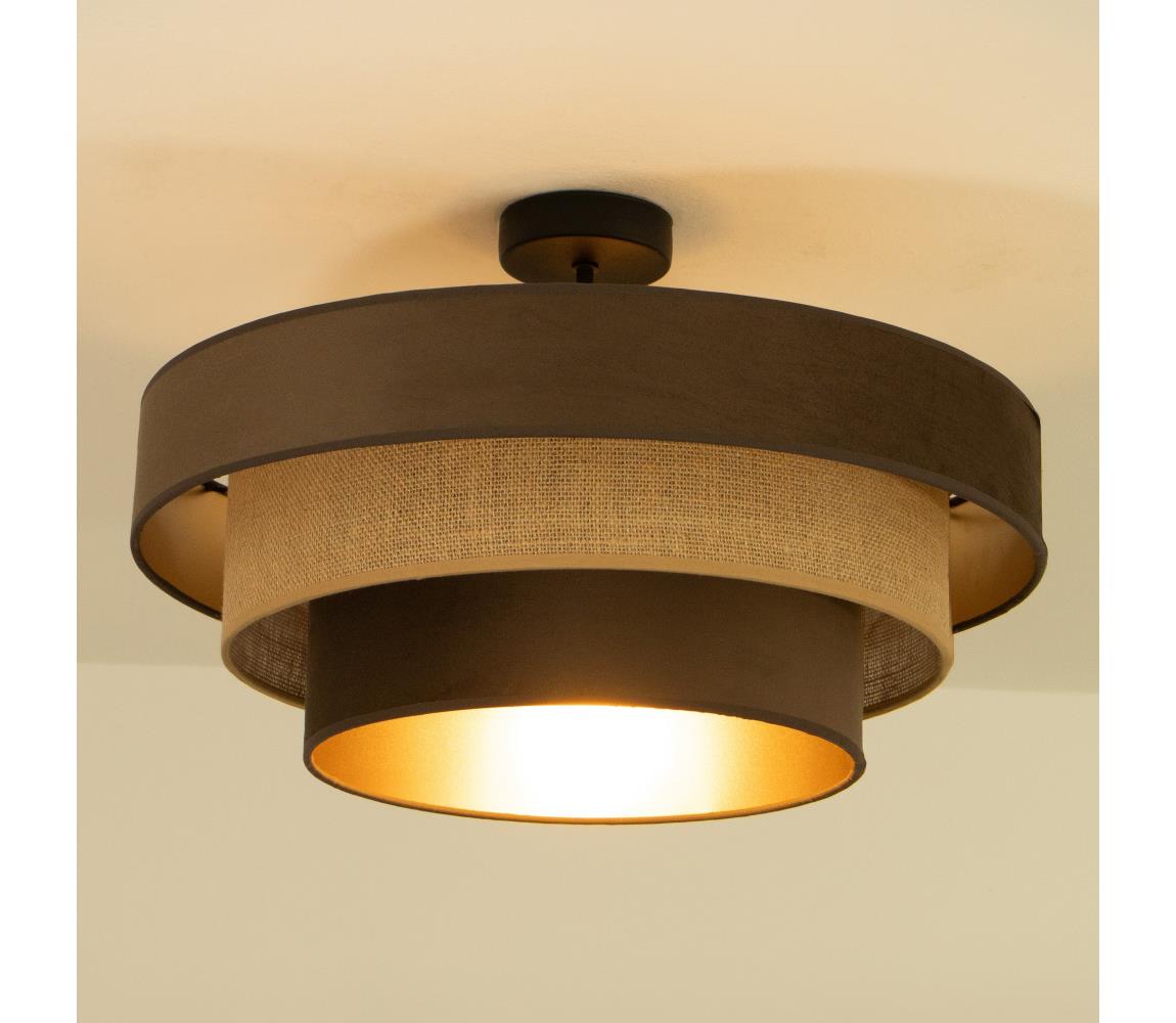 Prisadený luster WENTA 1xE27/60W/230V priemer 50 cm hnedý/juta H0842