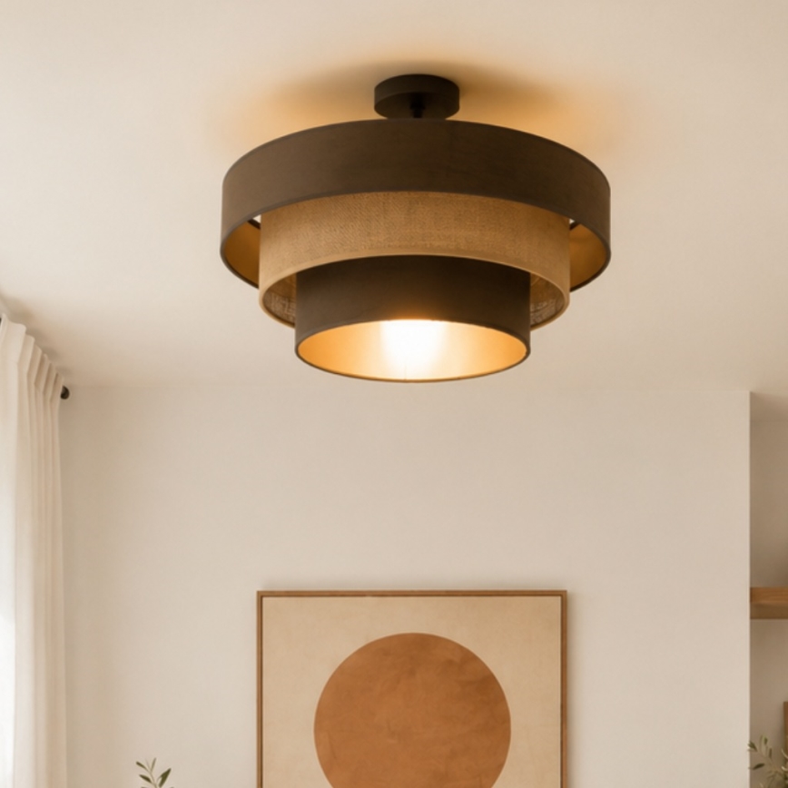 Prisadený luster WENTA 1xE27/60W/230V priemer 50 cm hnedý/juta