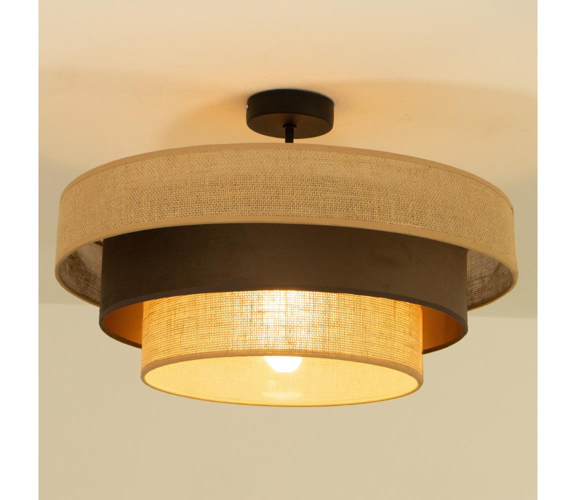 Prisadený luster WENTA, 1xE27/60W/230V, priemer 50 cm, juta/hnedá H0789