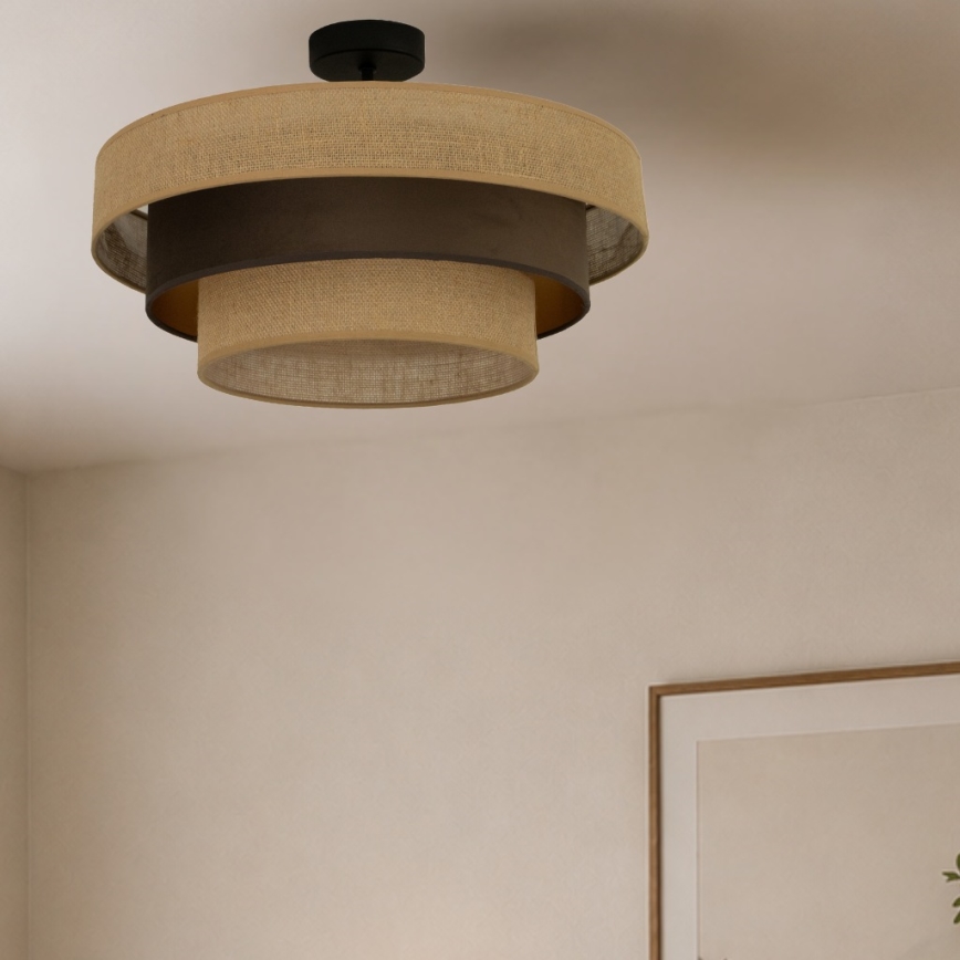 Prisadený luster WENTA, 1xE27/60W/230V, priemer 50 cm, juta/hnedá