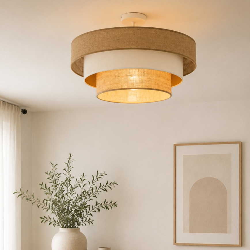 Prisadený luster WENTA, 1×E27, 60 W, 230 V, priemer 50 cm, juta/béžová