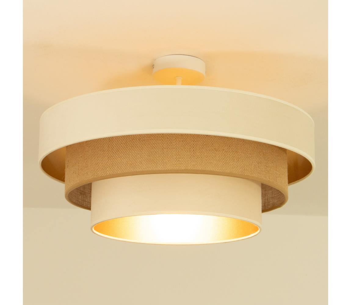 Prisadený luster WENTA 1×E27/60W/230V, priemer 50 cm, béžový/juta H0721