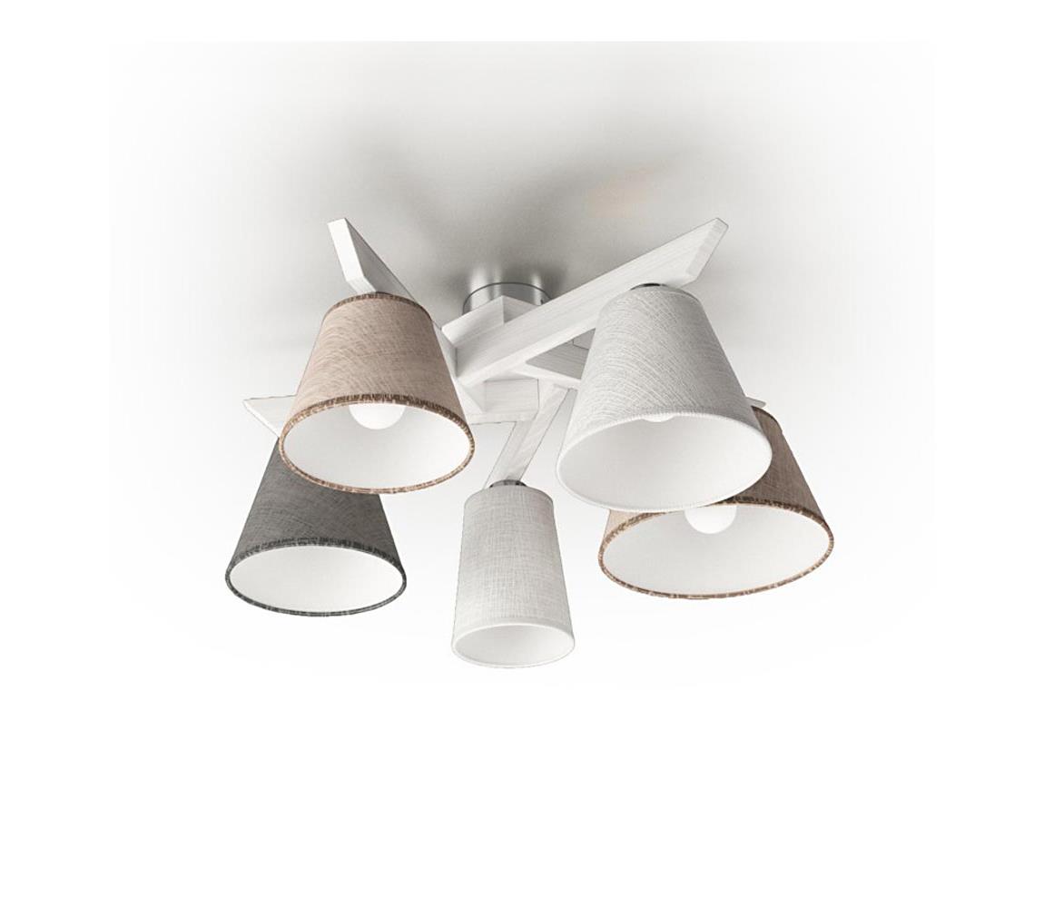 Prisadený luster YOKE 5xE14/40W/230V biele drevo