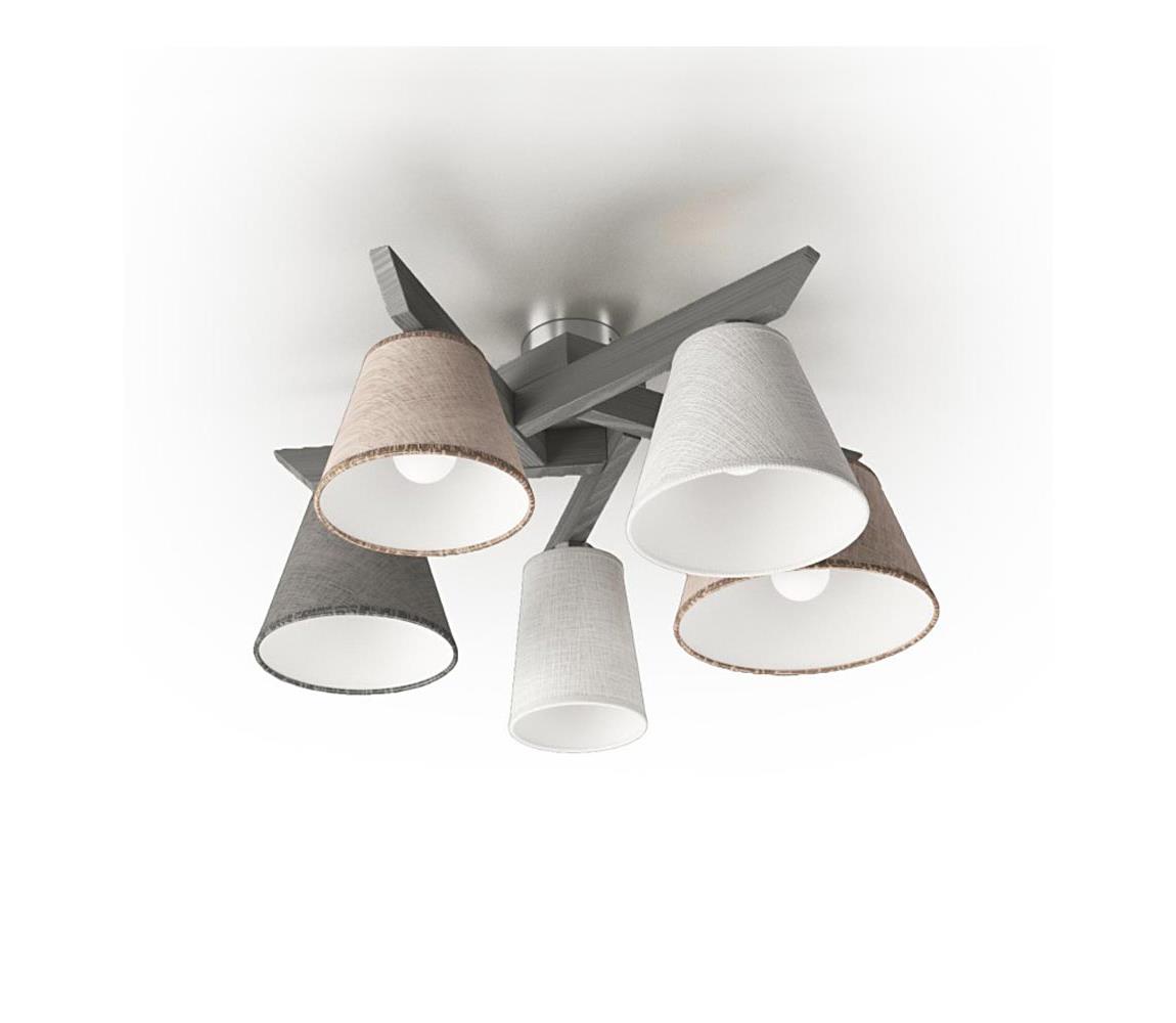 Prisadený luster YOKE 5xE14/40W/230V šedé drevo