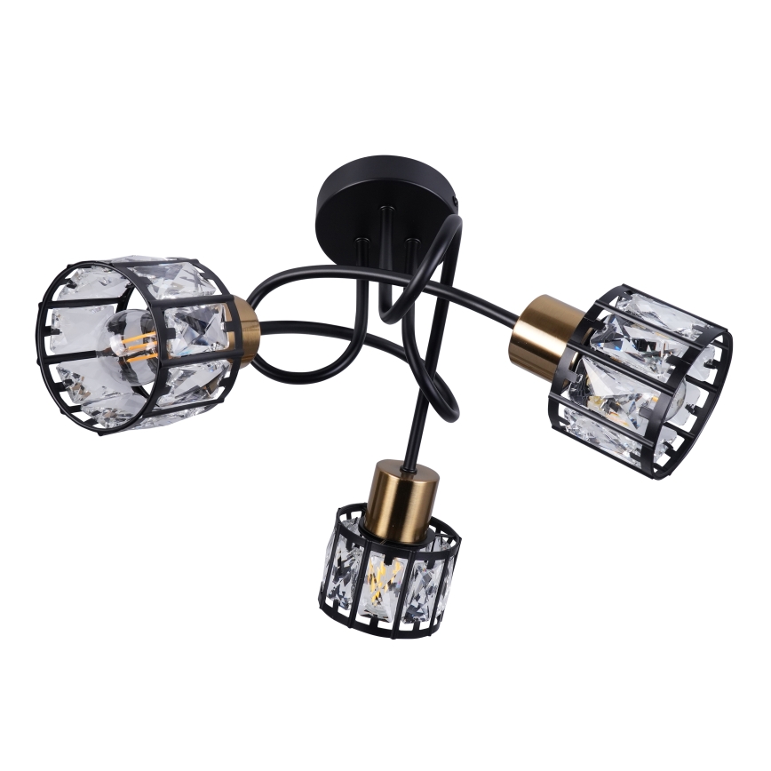 Prisadený luster ZAHARA 3xE27/10W/230V čierny