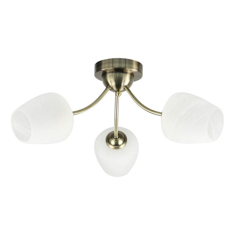 Prisadený luster ZINA 3xE27/40W/230V mosadz/biela