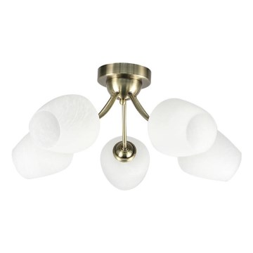 Prisadený luster ZINA 5xE27/40W/230V mosadz/biela