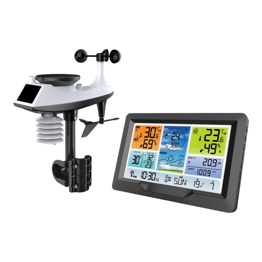 Profesionálna meteostanica s farebným LCD displejom a budíkom 5V/2xAA + 3xAA