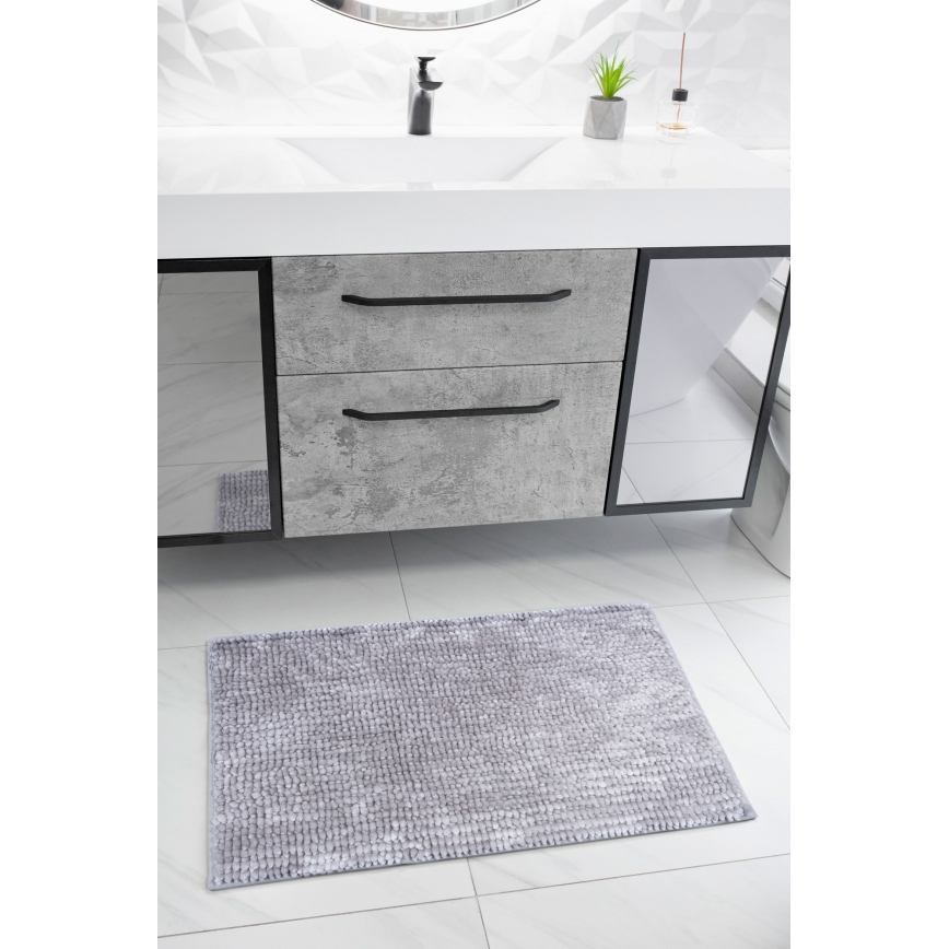 Protišmyková kúpeľňová predložka CHENILLE 50x80 cm šedá