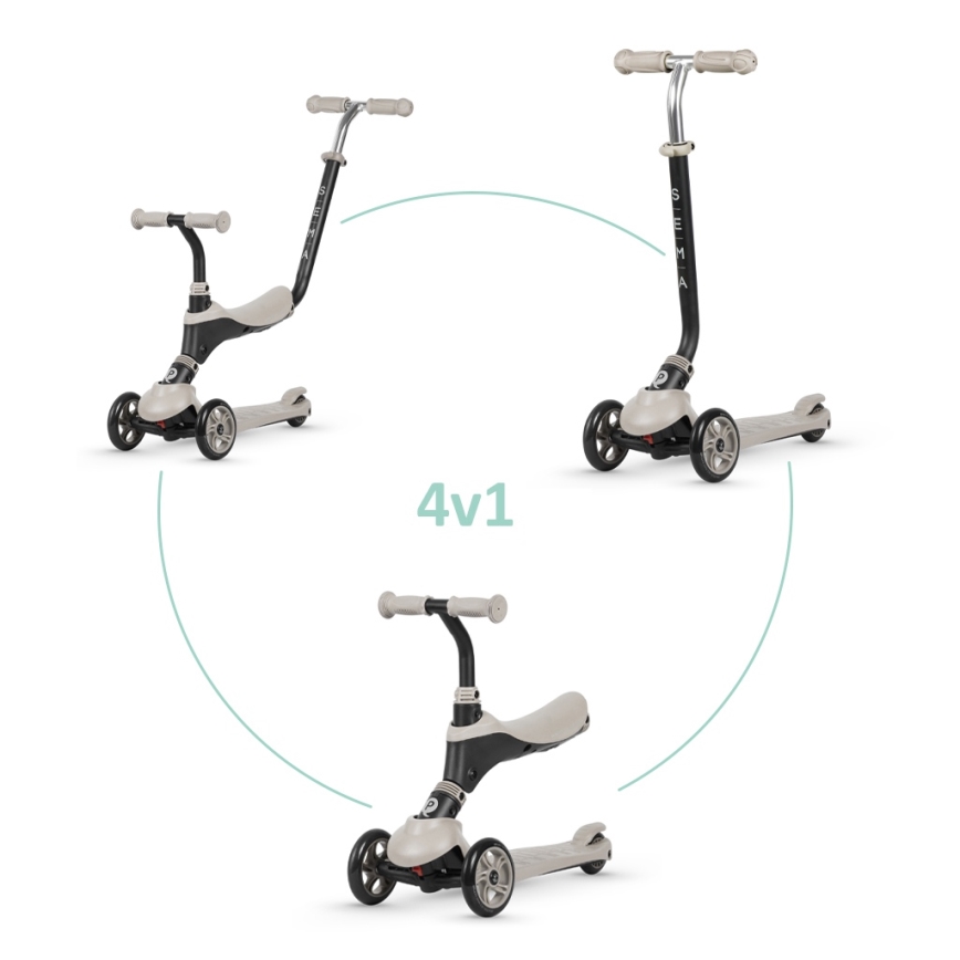 QPlay - Detská kolobežka 4v1 SEMA béžová