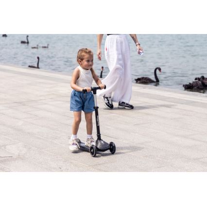 QPlay - Detská kolobežka s LED kolesami SPARKLING čierna