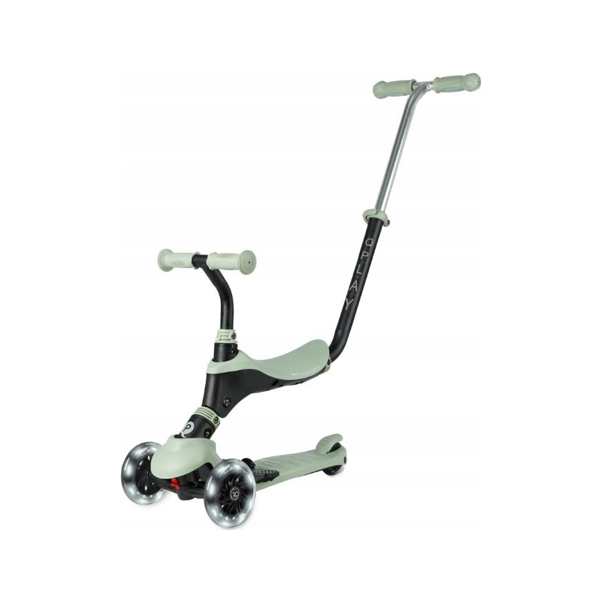 QPlay - Detská kolobežka s LED kolieskami 5 v 1 SEMA PRO zelená