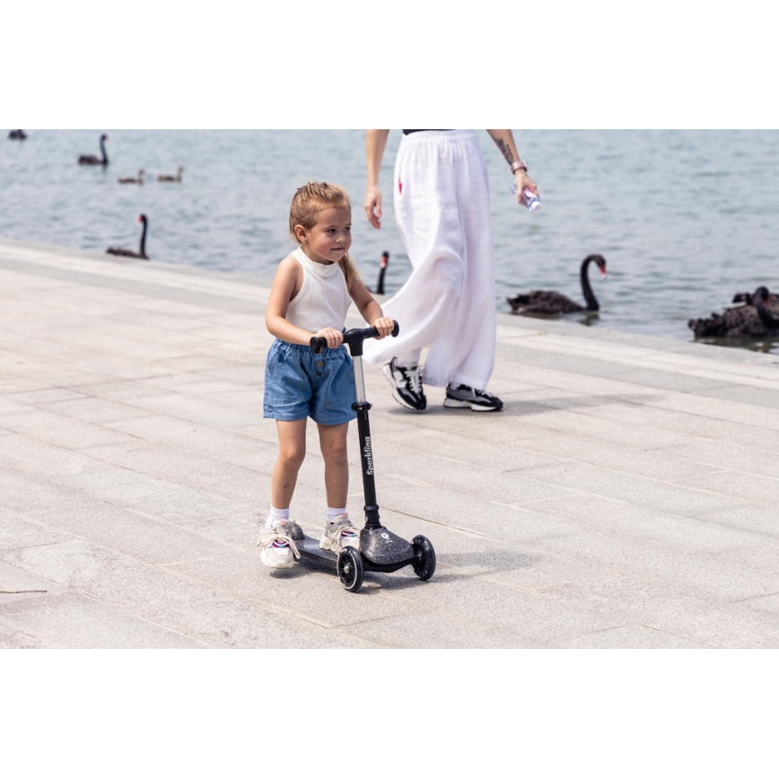 QPlay - Detská kolobežka s LED kolieskami SPARKLING béžová