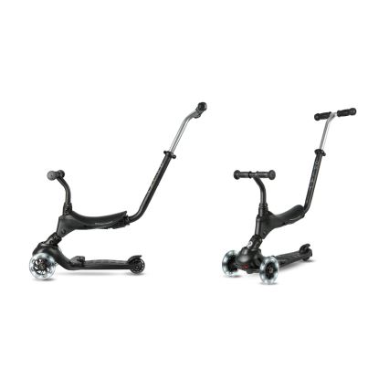 QPlay - Detská kolobežka SEMA PRO 5v1 s LED kolieskami, čierna