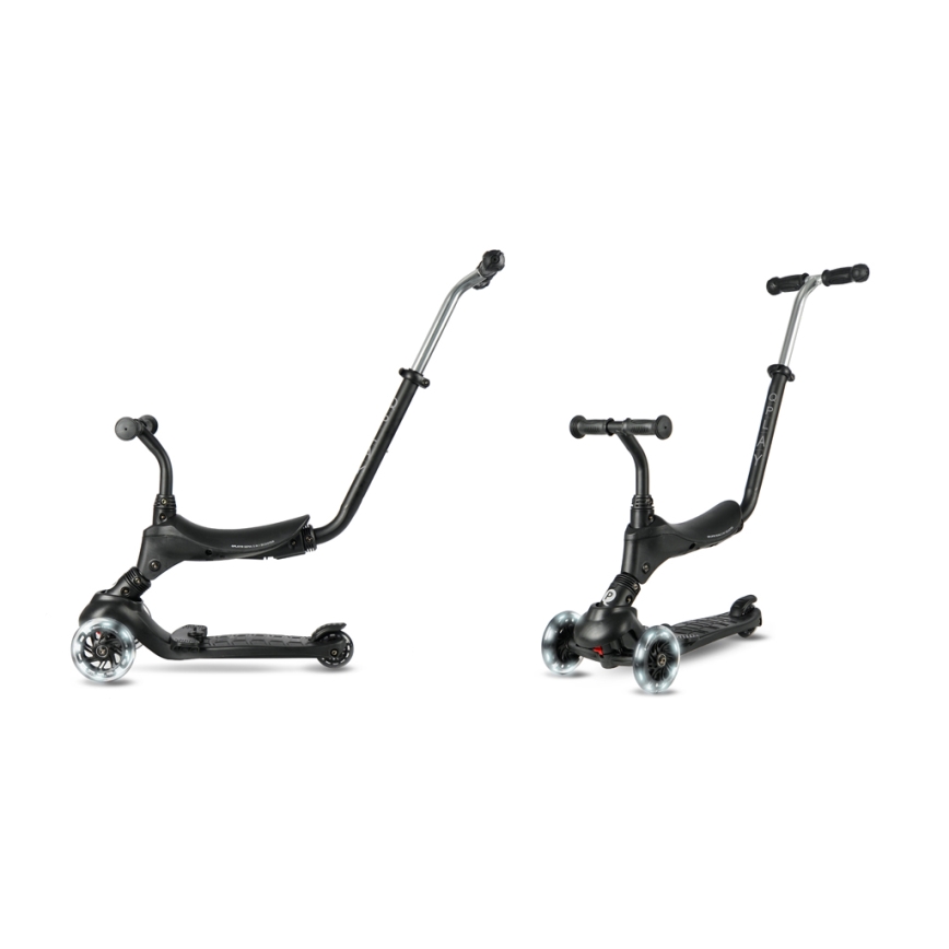 QPlay - Detská kolobežka SEMA PRO 5v1 s LED kolieskami, čierna